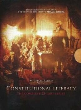 George Washington and Forefathers sitting in a Congressional Room writing Constitution.
