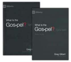 Two black book covers with writing on each cover separately in white letters What Is The Gospel and What Is The Gospel Study Guide.